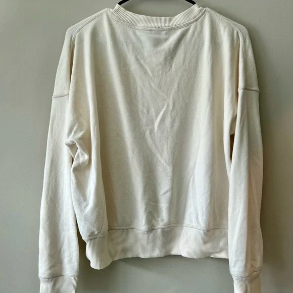 American Eagle Outfitters Off-White Ribbed Collar Sweatshirt - Picture 2 of 4